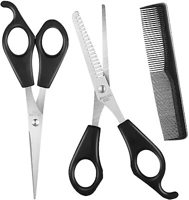 £2.79 • Buy Professional Hair Cutting Thining Hairdressing Barber Scissors 3 Piece Set Salon