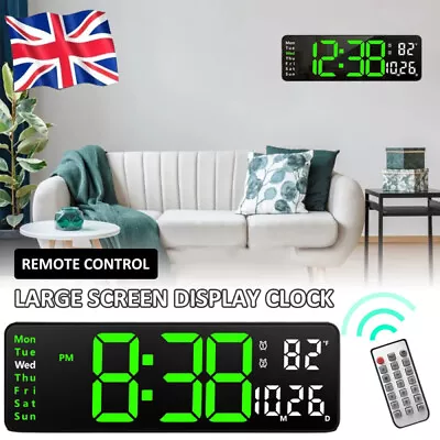 13  Digital Wall Clock LED Date Day Temperature Display Electronic Wall Clock • £18.98