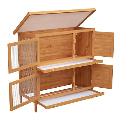Rabbit Hutch Chicken Coop Large House Run Wooden Cage Bunny Pet Outdoor AU • $89.90