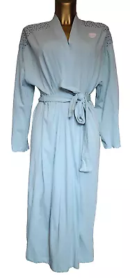 M & S Duvet Days Pure Cotton Long Robe Dressing Gown Broderie Trim Marks Spencer • £16.99