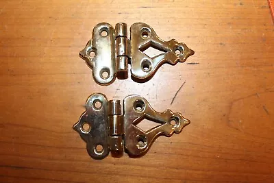 Pair Of Antique Cast Polished Bronze Ice Box Door Hinges E-4 • $29.75