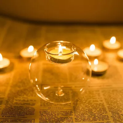 £32.95 • Buy Set Of 6 Glass Tea Candle Holders Round Tea Light Holder Wedding Tealight 8/10cm
