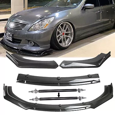 For Infiniti G35 Front Bumper Lip Spoiler Splitter And Strut Rods Carbon Fiber • $69.99