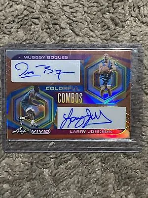 2023 Leaf Vivid Muggsy Bogues + Larry Johnson 5/10 Refractor Dual Auto HORNETS • $100