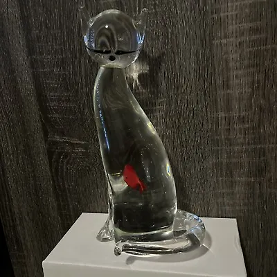 Vintage Formia Murano Limited Edition 671/750 Cat Figurine With Red Fish Inside • $114.99