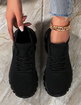 Zapatos Tenis Negros Deportivos Para Mujer Zapatillas Deportiva De Moda Calzado • $29.99