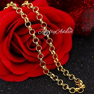 9k Gold Gf 5mm Belcher Ring Link Chain Mens Women Girl Solid Necklace 16-30 Inch • $6.88