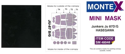 $5.50 • Buy Montex 1/48 JUNKERS Ju-87D/G STUKA CANOPY & WHEELS PAINT MASK Hasegawa