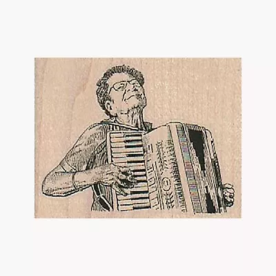 Mounted Rubber Stamp Lady Playing Accordion Lady Accordion Woman Music • $10.15