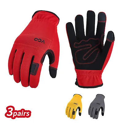 Vgo 1/3Pairs Flex Grip Leather Work Gloves Light Duty Mechanic Gloves (NB7581) • $12.98