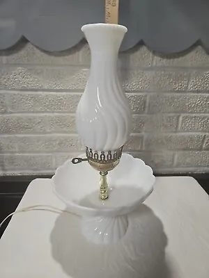 Vintage Milk Glass Lamp Fenton Spiral Swirl Pattern 17  1/2” Tall • $57.50