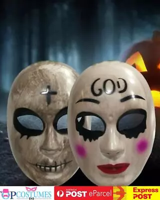 Horror Killer Purge God Nun Costume Face Mask Freakshow Halloween Scary • $26.45