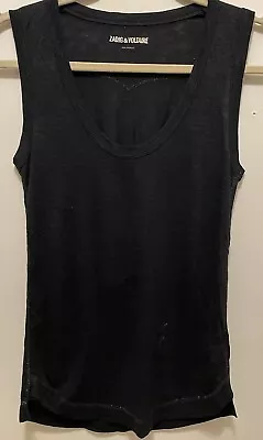 NWT Zadig & Voltaire Women's Black Tam Metal Sleeveless Top Size XS • $75