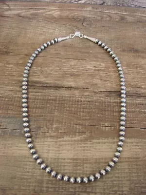 Round Navajo Pearl Sterling Silver Hand Strung 16  Necklace - Jake • £96.50