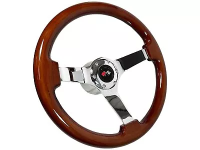 1969-96 Chevrolet Car/Truck 6-Bolt Mahogany Wood Steering Wheel Kit Cross Flags • $247.49