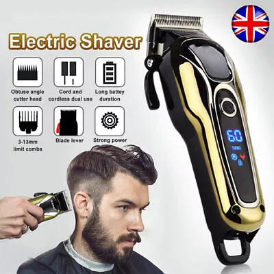 Professional Cordless Hair Clippers Trimmer Kit Men Cutting Machine Barber Salon • £22.58