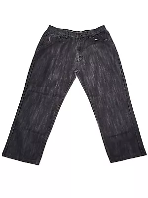 Phat Farm Mens Size 38 X 34 Medium Wash Black Straight Leg Denim Jeans Y2K Baggy • $29.95