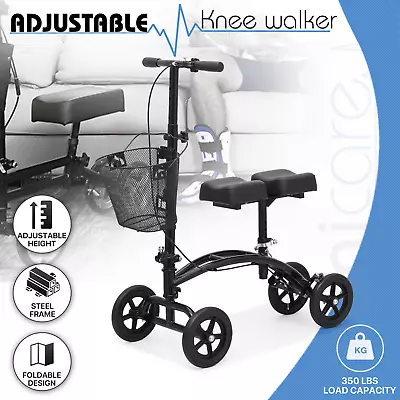 Foldable Steerable Knee Walker Dual Pad Medical Scooter Foot Injuries Crutches • $121.99