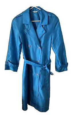 Vintage Trench Rain Coat Forecaster Of Boston Size 7/8 Spy Jacket 100% Nylon Lin • $19.77