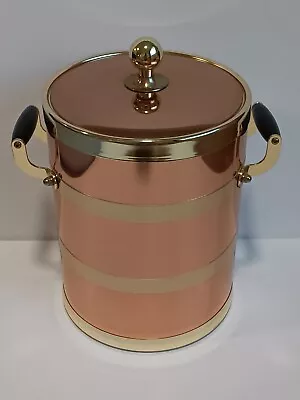 Vintag 1960's Hanled Large Ice Bucket COPPER Brass Excellent Preservation • $35