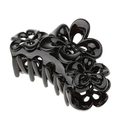 Hollow Flowers Patterns Hair Claw Womens Large Hair Clasp Grips Clips Black • £4.50