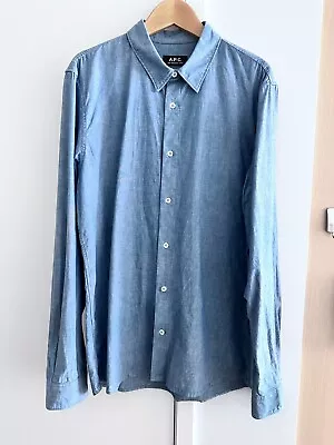 APC - Hector - Cotton Chambray - Men's Shirt - Blue Color - Size Large (L) • $20