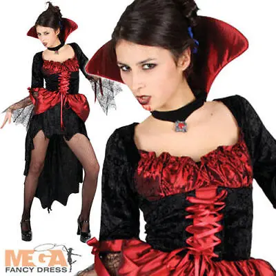 Burlesque Vampire Ladies Fancy Dress Halloween Womens Adults Vampiress Costume • £4.99