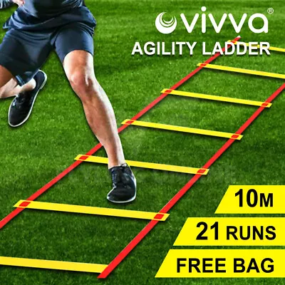 10M Agility Speed Sport Trainning Ladder Soccer Fitness Boxing 21 Rungs&Bag Gym • $20.99