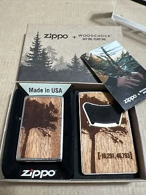 Zippo Windproof Woodchuck Lighter & Bottle Opener Set Tree Design 2022 NEW • £59.95