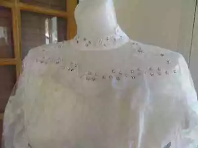 Vtg Princess Tulle Satin Wedding Dress Layers Of Tulle Pearls Beads Rhinestones • $24.99