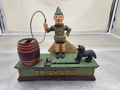 Circus Clown And Trick Dog Mechanical Piggy Bank  Vintage Cast Iron • $67.92