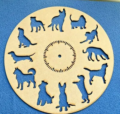 Wooden MDF Dogs With 60 Minutes   Clock Face Blank 25cm And 29cm Wide • £9.50