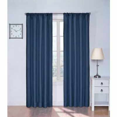 Set 2 Denim Blue Window Curtains Panels Drapes 63 84 Inch L Blackout Light Heat • $69.90