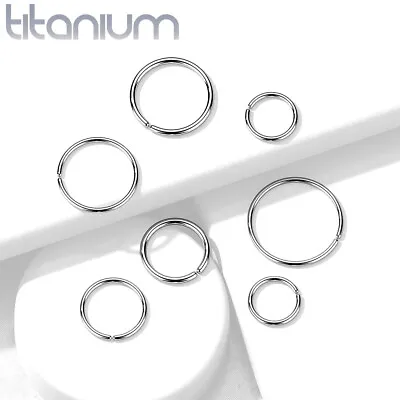 Implant Grade TITANIUM - Nose Ring Hoop Earring Tragus Lip - 6mm 8mm 10mm 12mm • £3.75