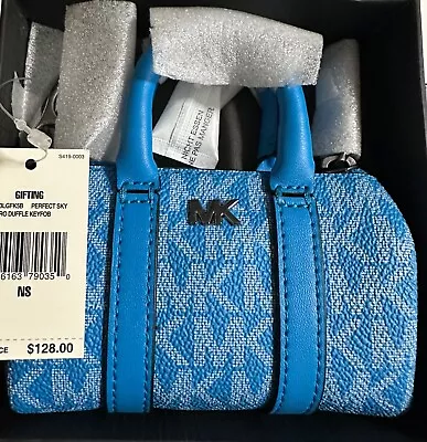 💎 NWT MICHAEL KORS GIFTING BLUE MICRO DUFFLE KEY BAG CHARM 4.5IN X 3IN WITH BOX • $60