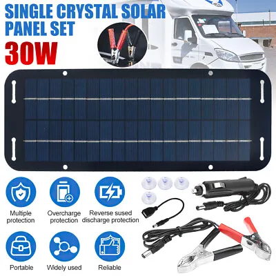 30W 12V Solar Panel Kit Battery Trickle Charger IP65 For Car Van Caravan Boat UK • £14.39