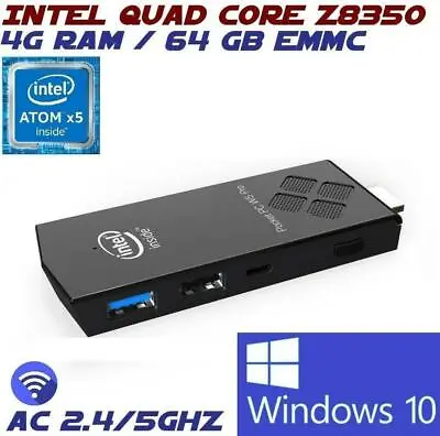 W5 Pro Z8350 MINI PC Intel Atom Quad Core 4/64GB Dual Stick WIFI Windows 10 WIFI • $141.55