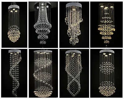 £39.99 • Buy Modern Spiral Crystal Droplet Cascading Ceiling Light Pendant Lamp Chandelier