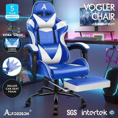 ALFORDSON Gaming Chair Office Executive Racing Footrest Seat PU Leather Multiple • $139.95