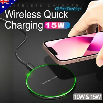Wireless FAST Charger For IPhone 15 14 13 Max Pro Samsung S23 S20/S21 Charge Pad • $9.69