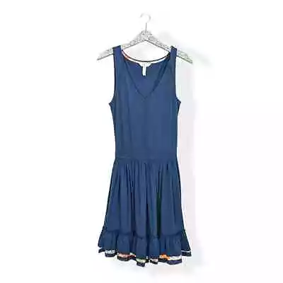 Matilda Jane Womens Dress Navy Swing Time V-Neck Contrast Trim Cotton Size S • $29.99