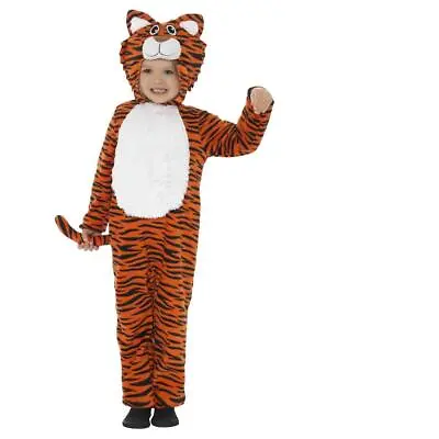 Toddler Child & Teen Orange Striped Tiger Fancy Dress Costume With Tail • £16.59