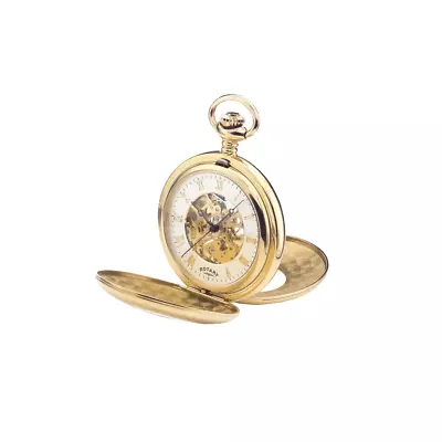 Rotary Half Hunter Mechanical Pocket Watch With Chain MP00713/01 • £189