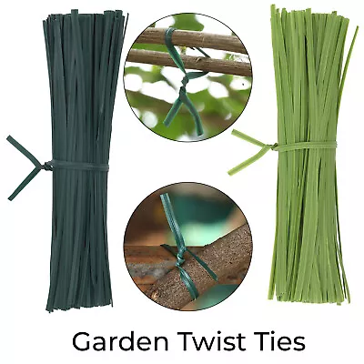 200pcs Garden Twist Tie Green Plant Cable Ties Plastic Coated Support Wire 150mm • £3.85