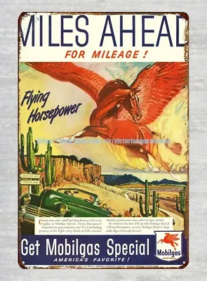 Mobilgas Special Flying Horsepower 1947 Pegasus Flying Horse Metal Tin Sign • $18.88