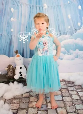 Girls Blue Elsa Princess Dress Dress Up Costume Sizes 4 - 5 - 6 - 7 • $15.99