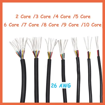 26 AWG Multi Core PVC Cable 2/3/4/5/6/7/8/9/10 Core Signal Flexible Copper Wire • £3.11