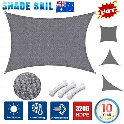 HDPE Sun Shade Cloth 99% UV Block Shade Sail Rectangle Triangle 320GSM Square • $36.09