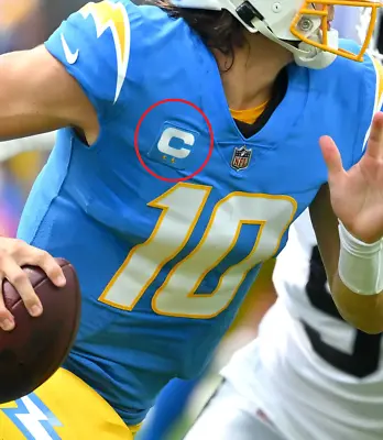 $14.99 • Buy 2022 NFL LA Chargers Justin Herbert QB 2⭐⭐Star Stick-on SKY BLUE Captain C-PATCH