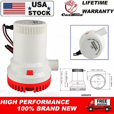 12V DC Bilge Boat Marine Water Pump Submersible Plumbing Electric Pumps 2000GPH • $37.69